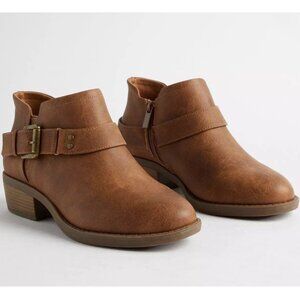 Torrid Camel Brown Buckle Ankle Bootie 9 Wide 9WW